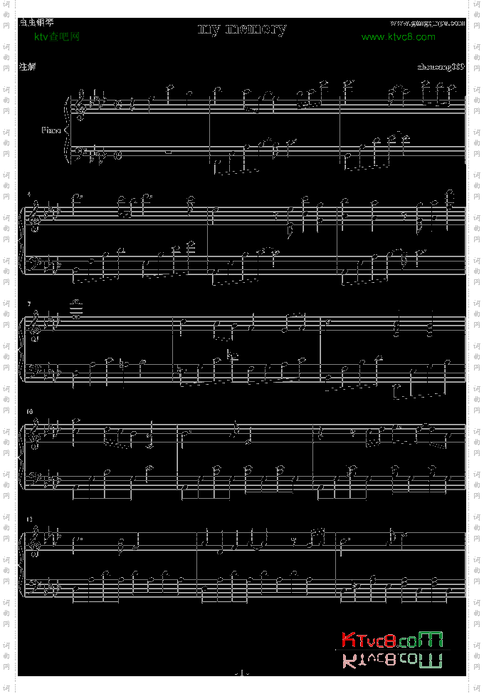 my memory简谱 中国词曲网