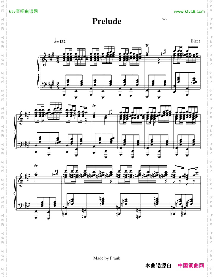 卡门序曲简谱 中国词曲网