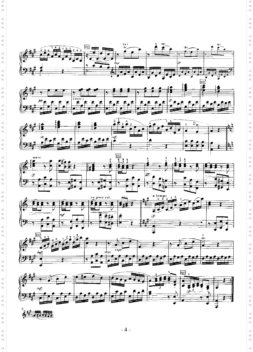 A大调奏鸣曲 嬉游曲 键盘类 钢琴简谱 中国词曲网